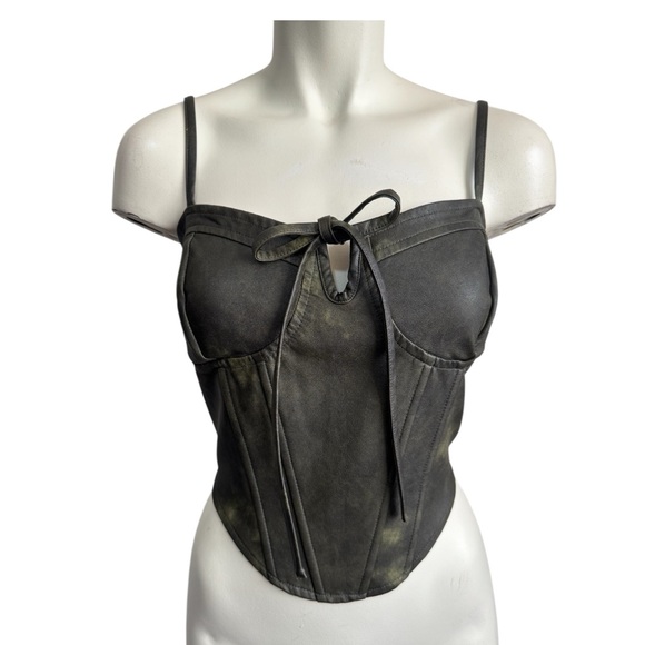 Fashion Nova Faux Leather Corset Top | Lace-Up Bustier Camisole Y2K Clubwear - Picture 2 of 15